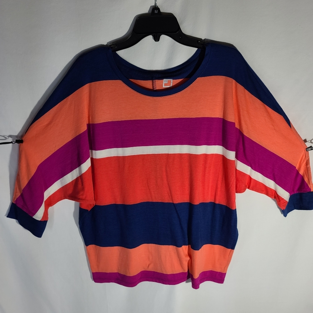 JcPenny dolman blouse colorful bright stripes